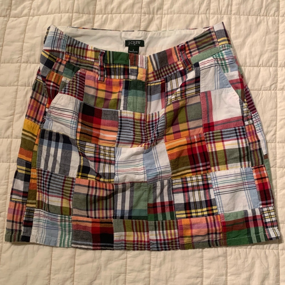J.CREW madras/plaid mini skirt (size 0)